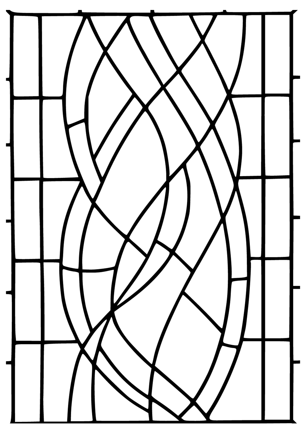 Free printable stained glass wave coloring page for adults and kids