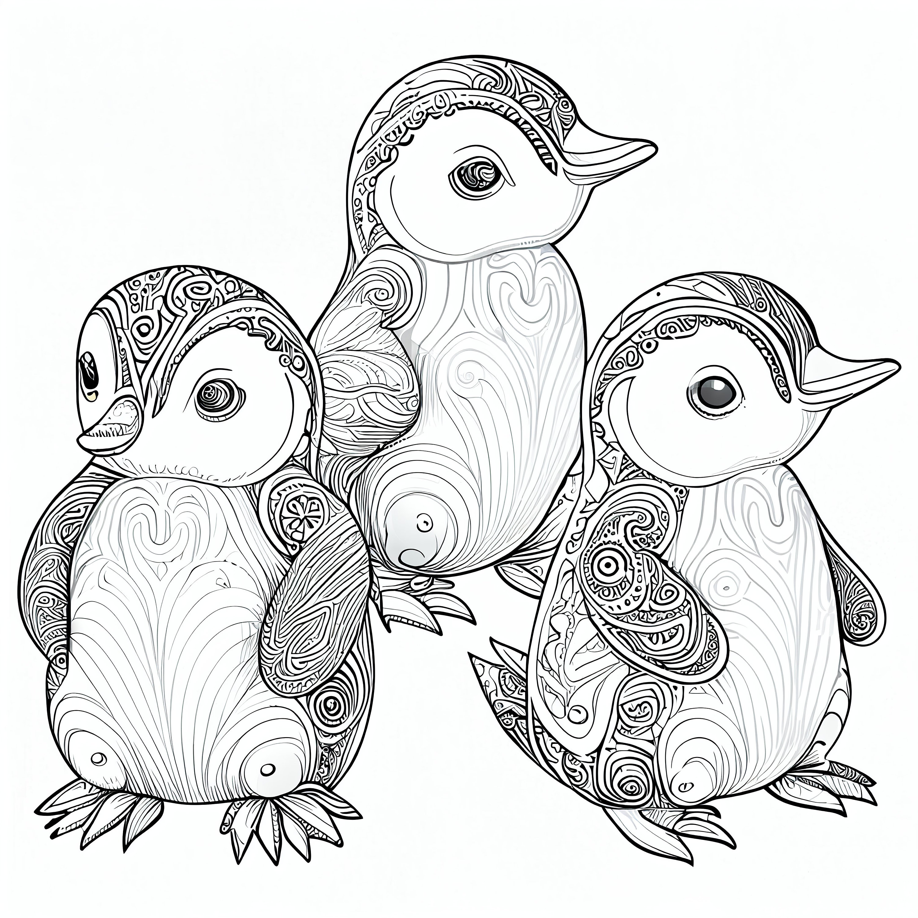 Pack stress relief coloring pages penguin digital print filigree detailed mandala instant download set coloring pages for adults