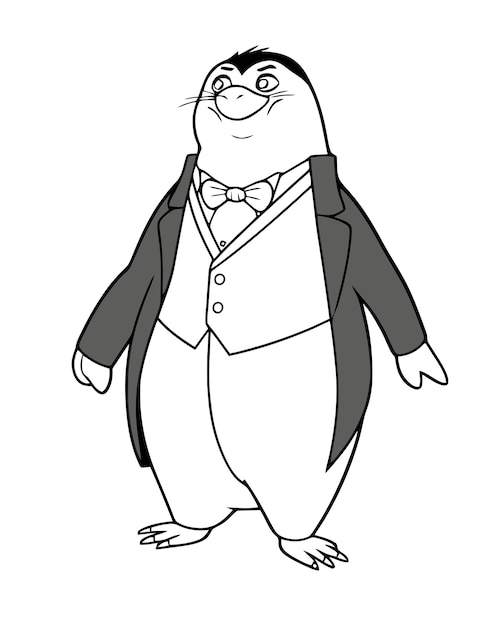 Premium vector a walrus in a suit with a bow tie and a bow tie