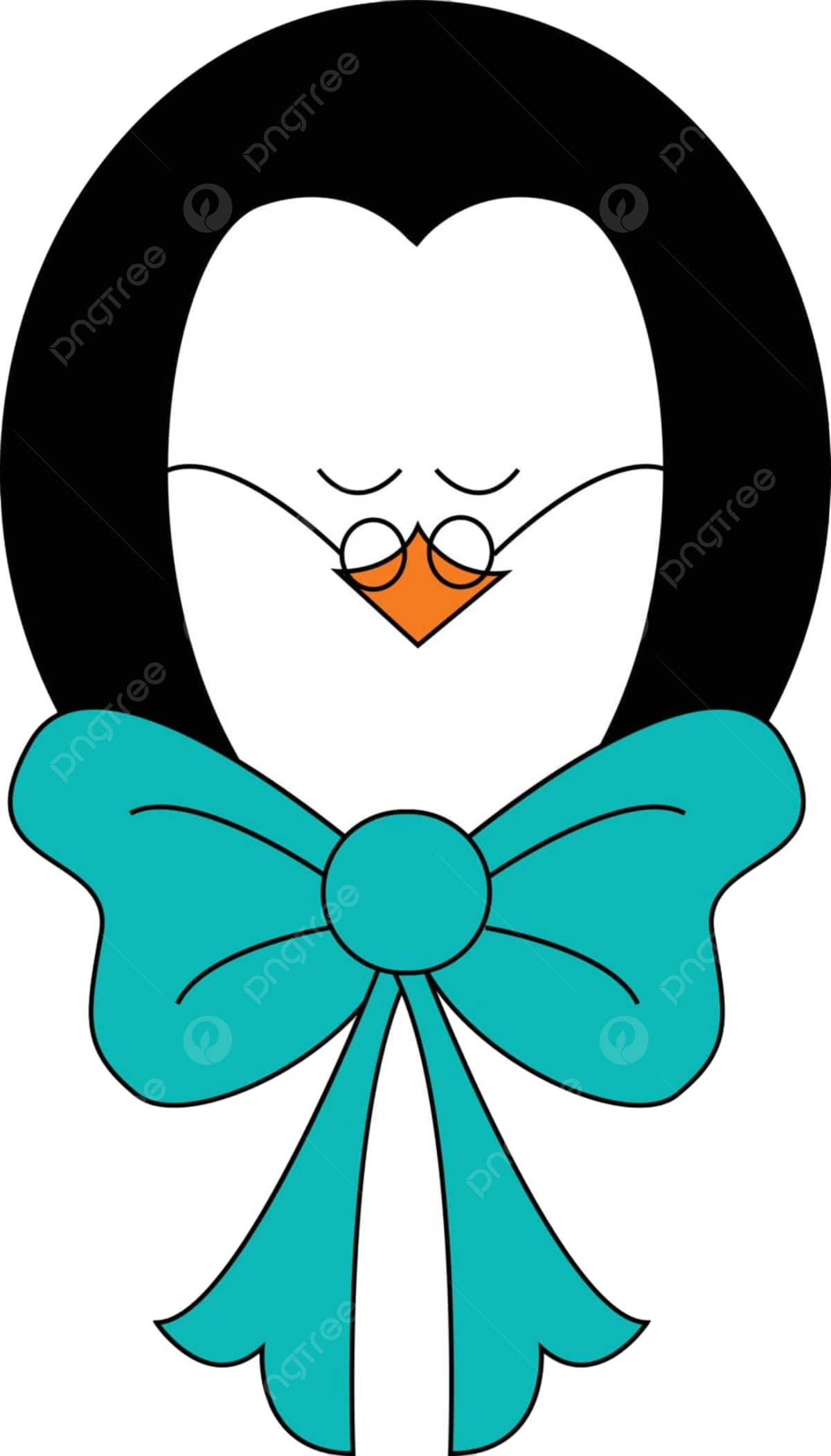 Illustration of a penguin wearing a blue bow in vector or color format vector drawing entertainment carnival png and vector with transparent background for free download