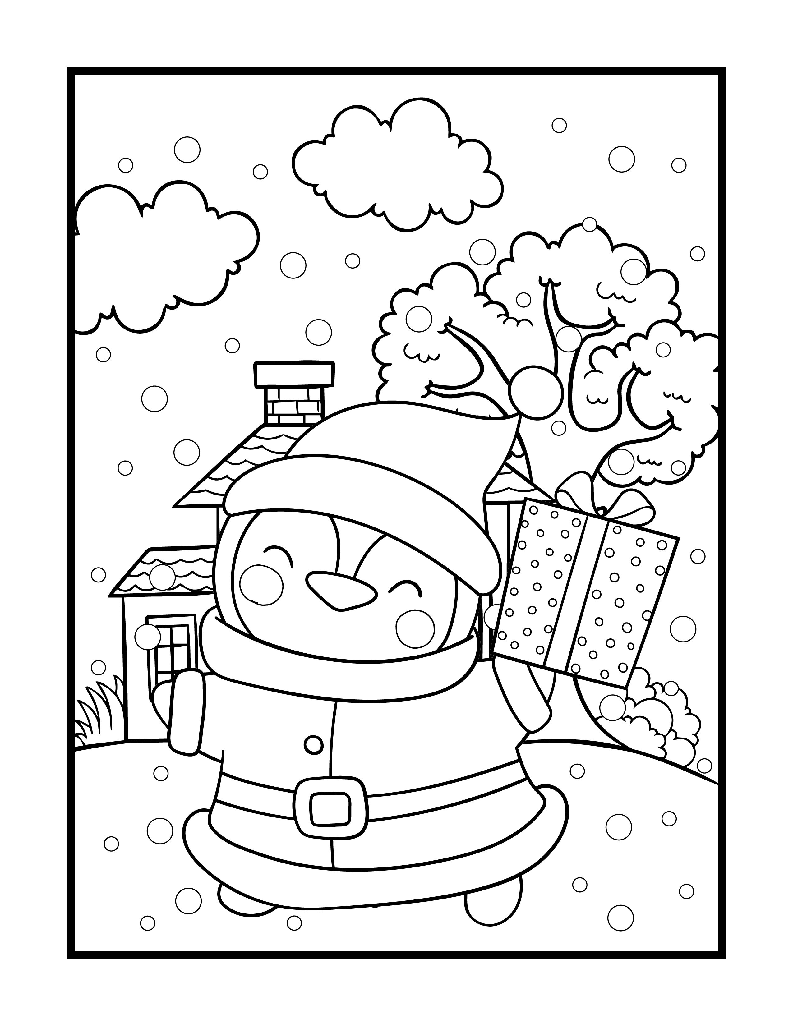 Penguin coloring pages free christmas coloring printables