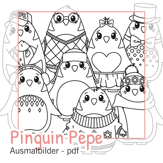 Penguin pepe coloring pages window pictures for the winter