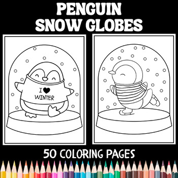 Penguin snow globe coloring pages by teachers helper tpt