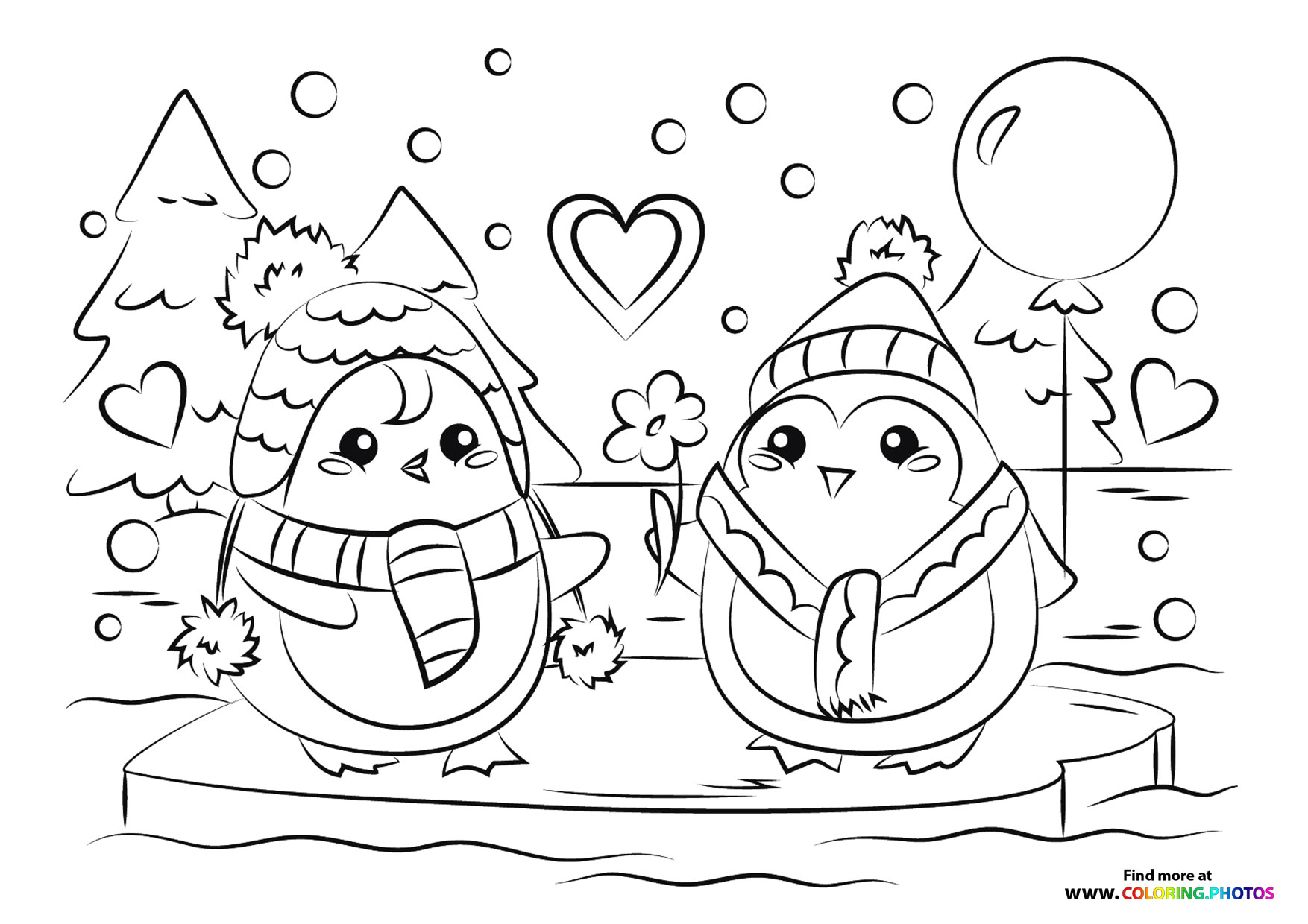 Cute winter penguins