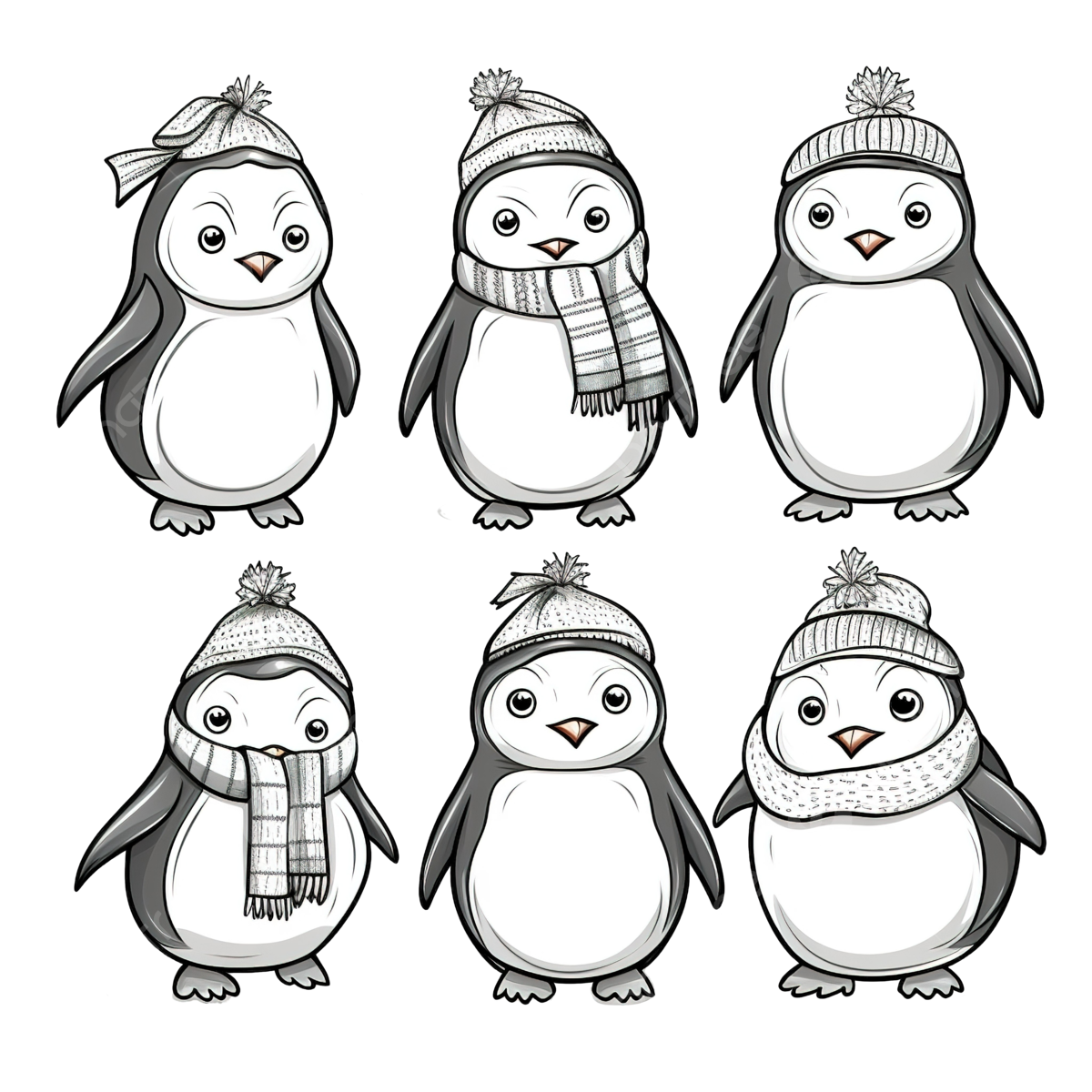 Handdraw pinguin christmas coloring pages premium vector christmas penguin coloring christmas animals png transparent image and clipart for free download