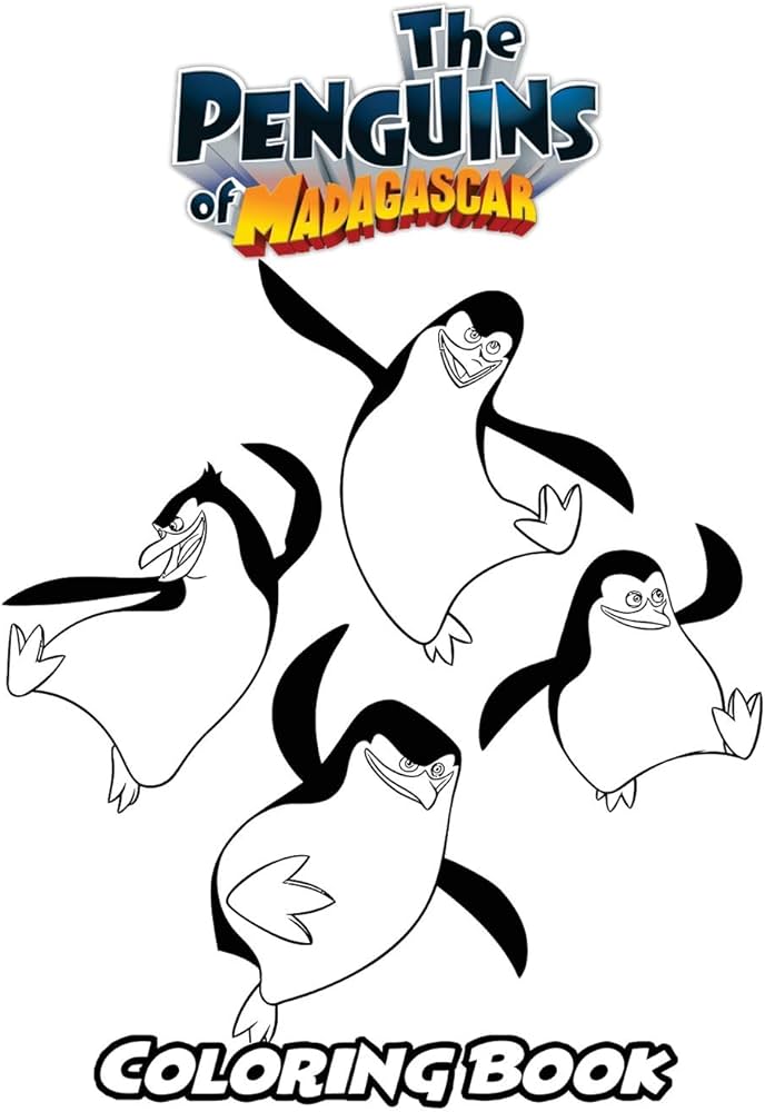 The penguins of madagascar coloring book coloring book for kids and adults activity book with fun easy and relaxing coloring pages by