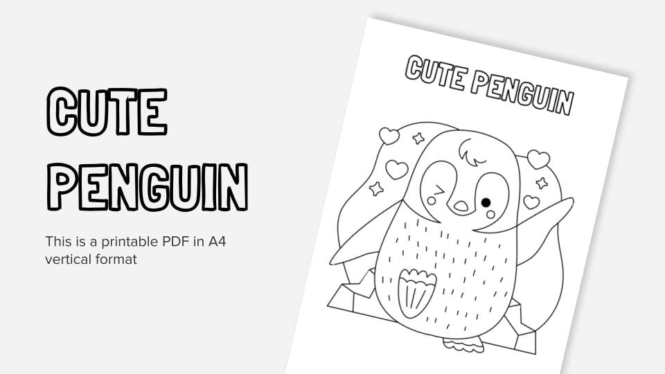 Cute penguin printable coloring worksheet