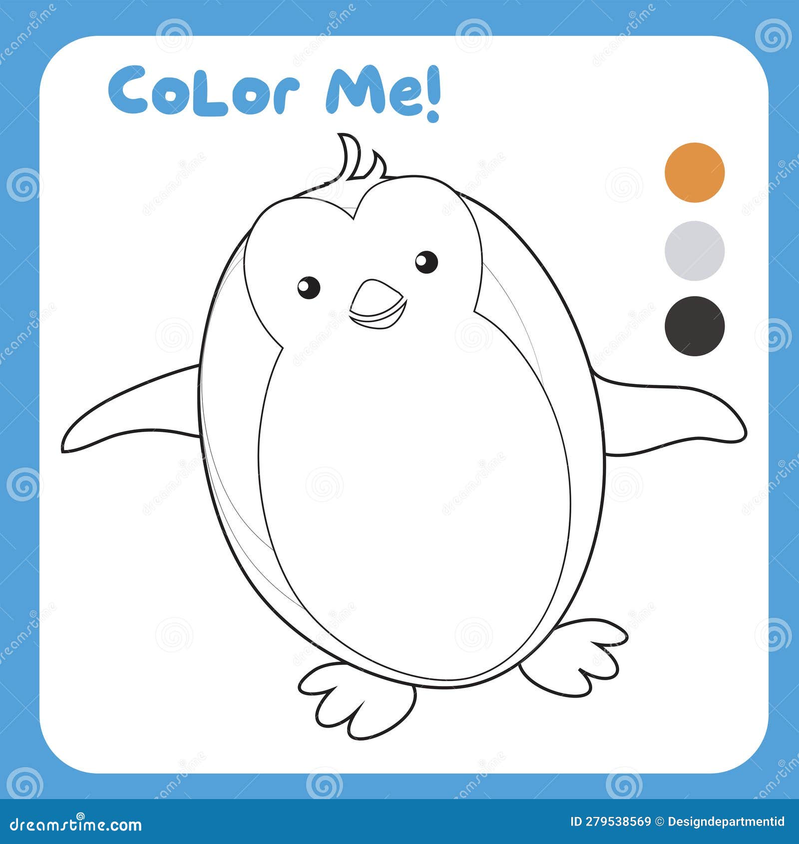 Color me by these colours a cute penguin the sea animal coloring sea animals worksheet stock vector