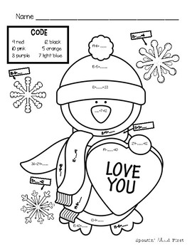 Penguin math coloring pages mixed ability by spoutin about first