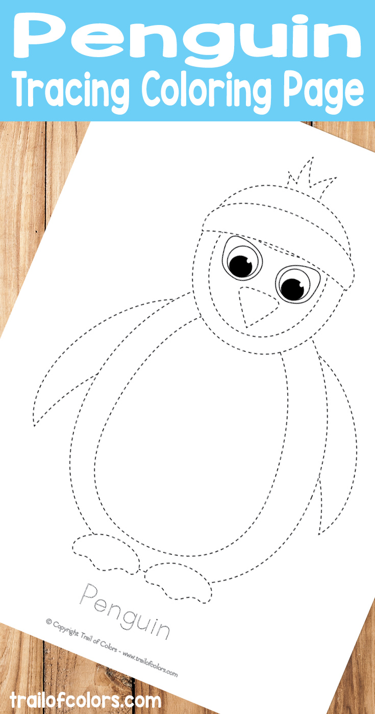 Penguin tracing coloring page