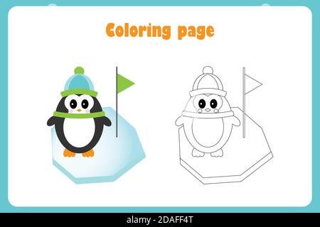 Penguin in cartoon style coloring page education paper game for the development of children kids preschool activity printable worksheet vector stock vector image art