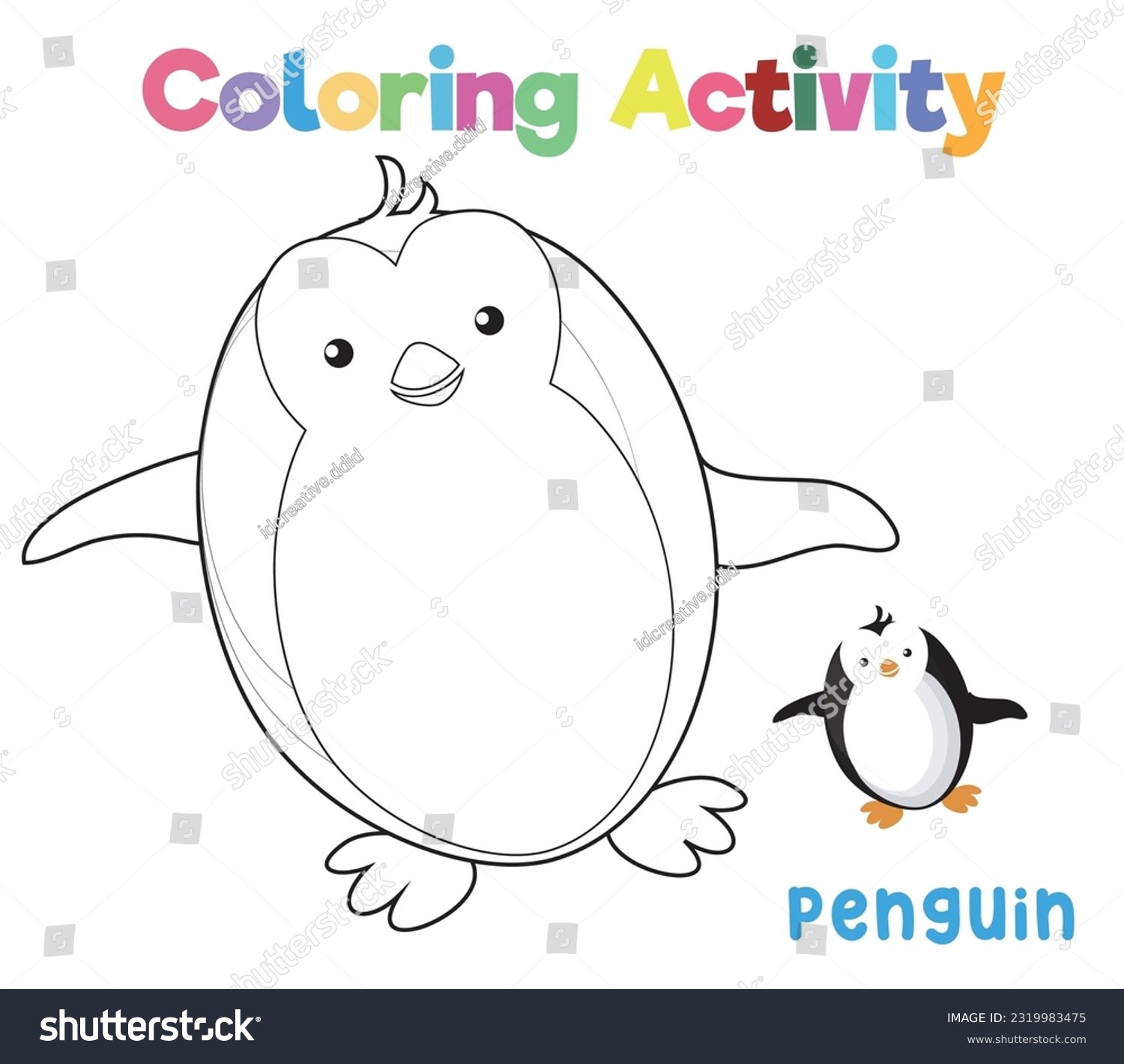 Colouring sea life penguin coloring sea stock vector royalty free