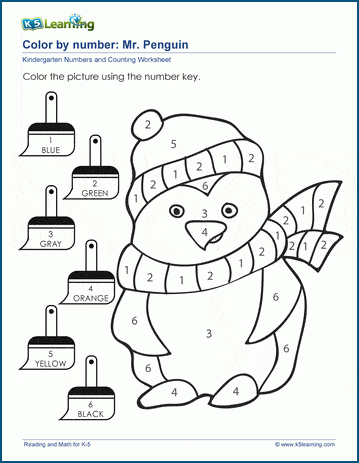 Color by number mr penguin k learning