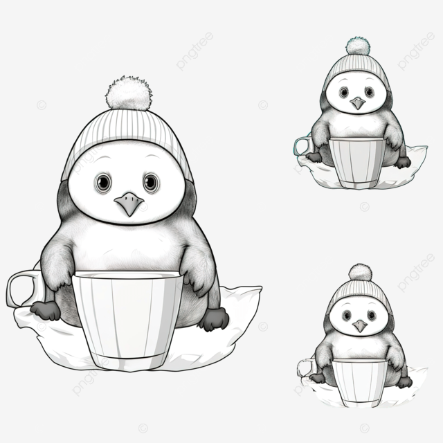 Copy the picture kids game and coloring page with a cute penguin on the cup trace worksheet kids worksheet png transparent image and clipart for free download