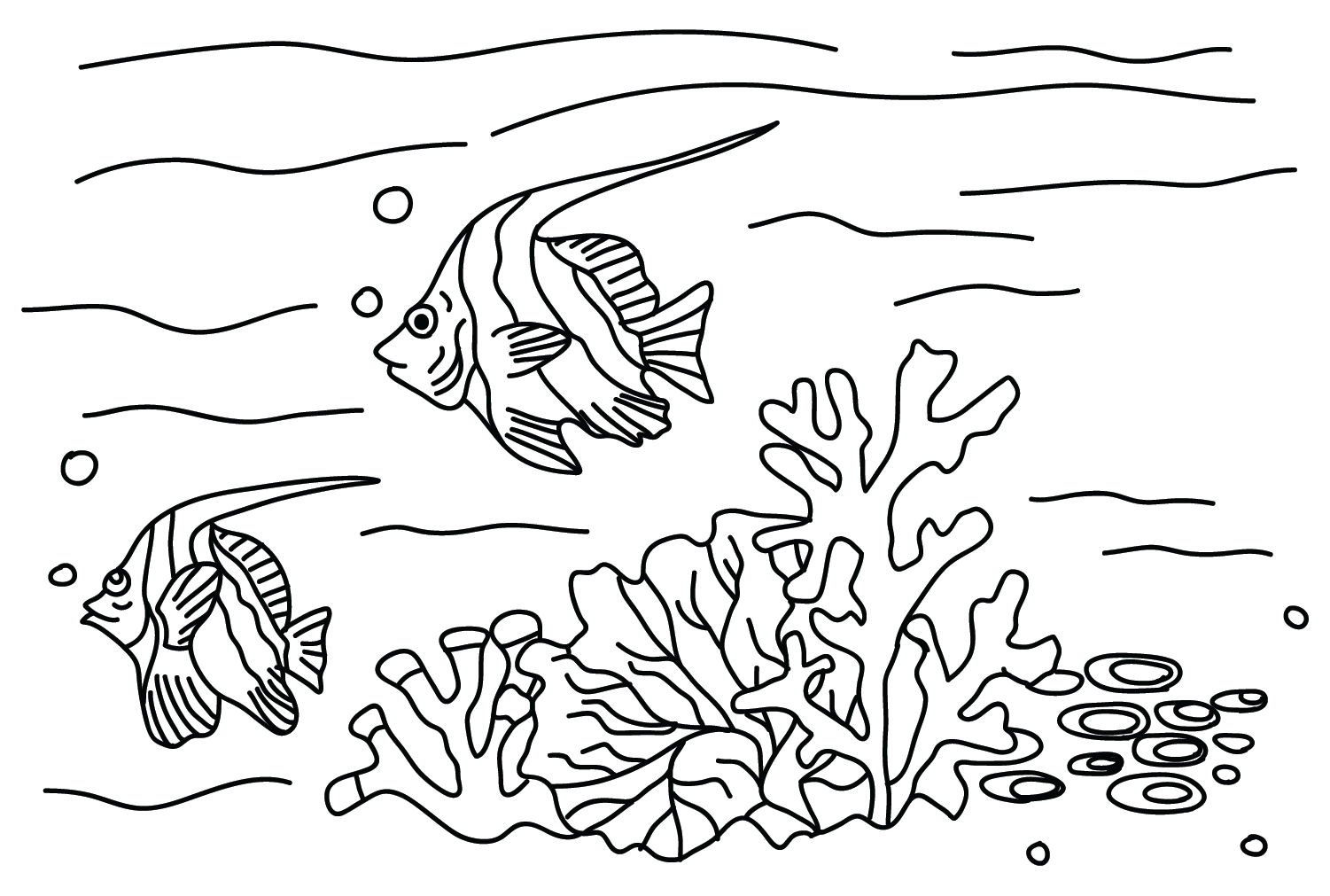 Pennant coralfish drawing coloring pages