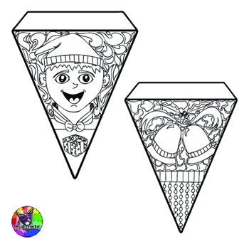 Christmas coloring pages pennant banner coloring sheets tpt