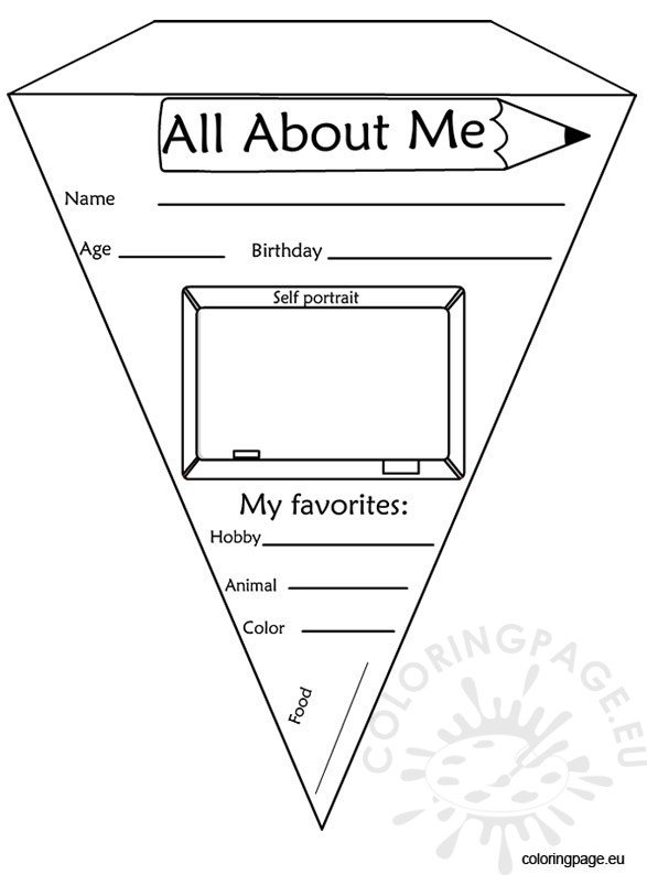 Pennant banner all about me coloring page