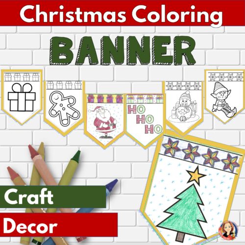 Printable christmas coloring pages to make your own holiday decor banner made by teachers