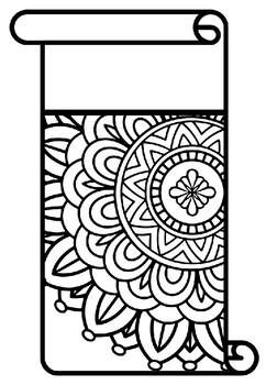Scroll style pennant name banner mandala style pattern colorg set decor worksheet by swati sharma