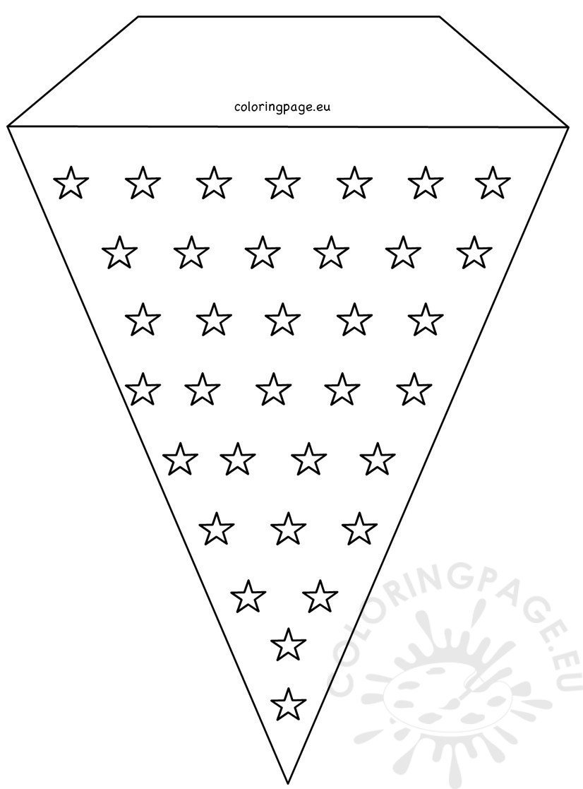 Stars th july pennant banner template coloring page