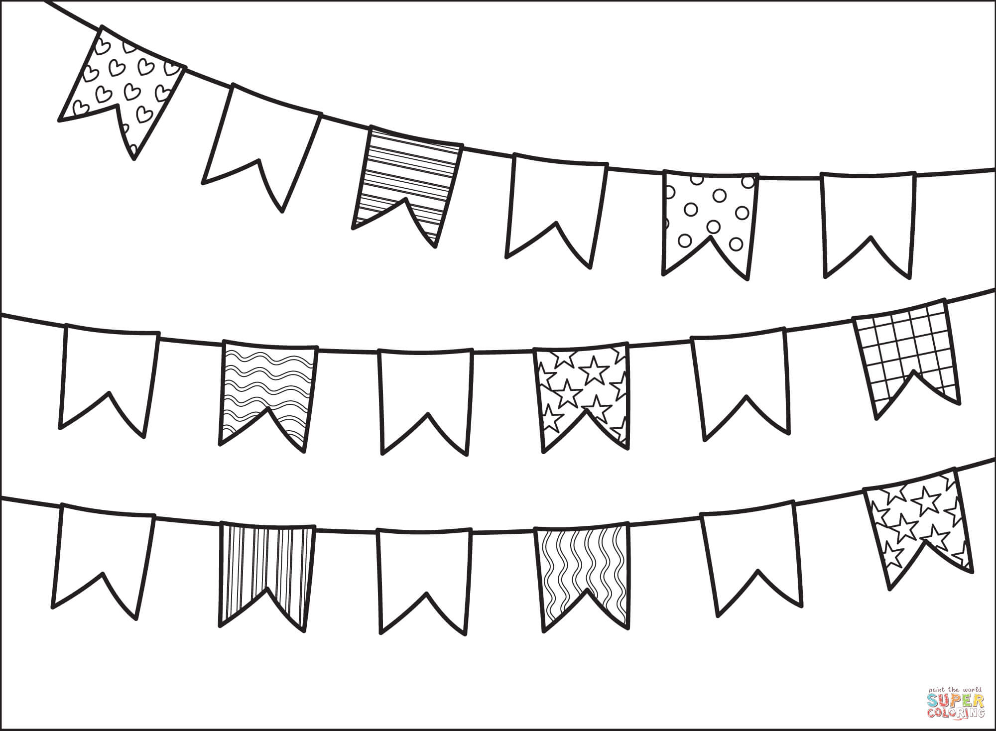 Bunting line coloring page free printable coloring pages