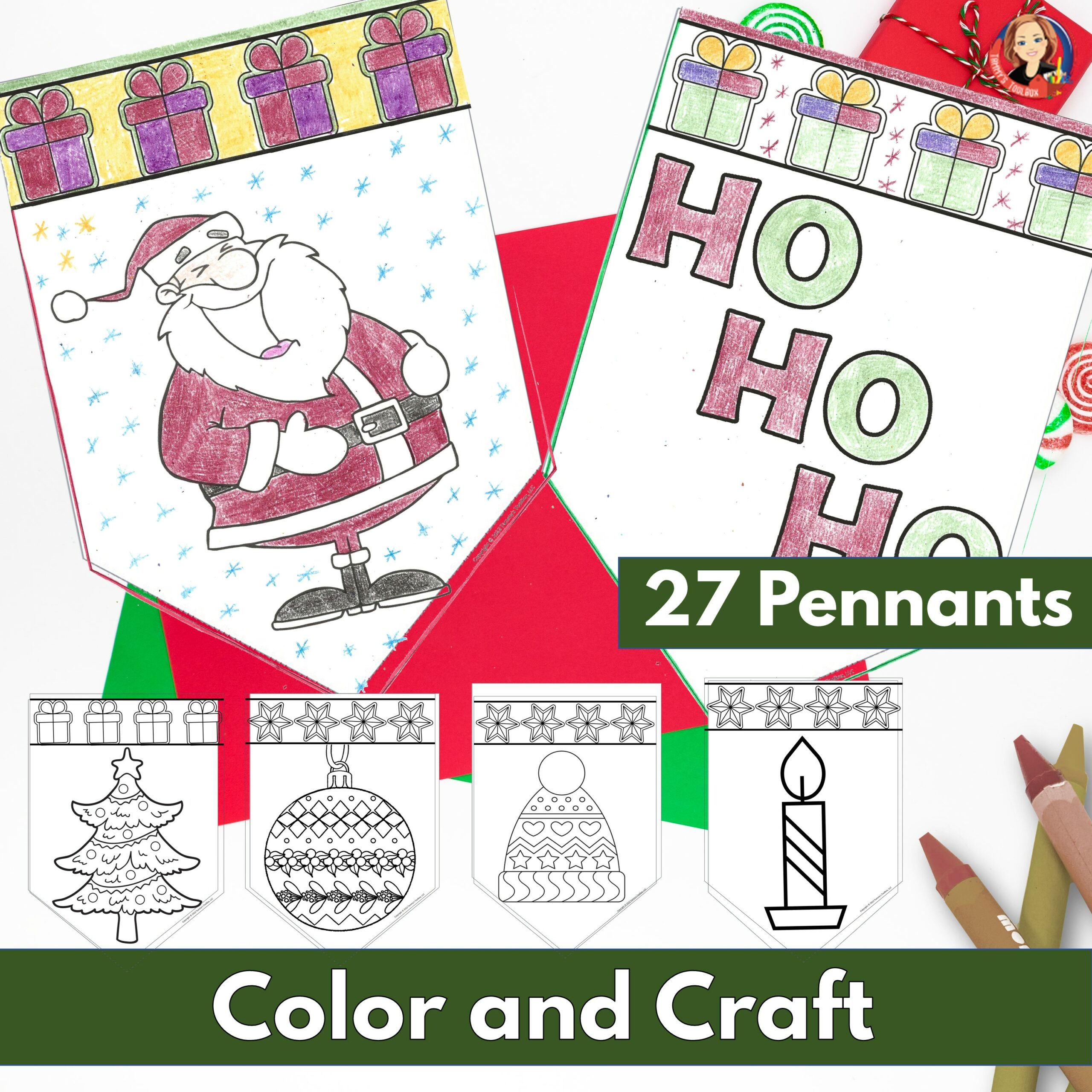 Printable christmas coloring pages to make your own holiday decor banner made by teachers