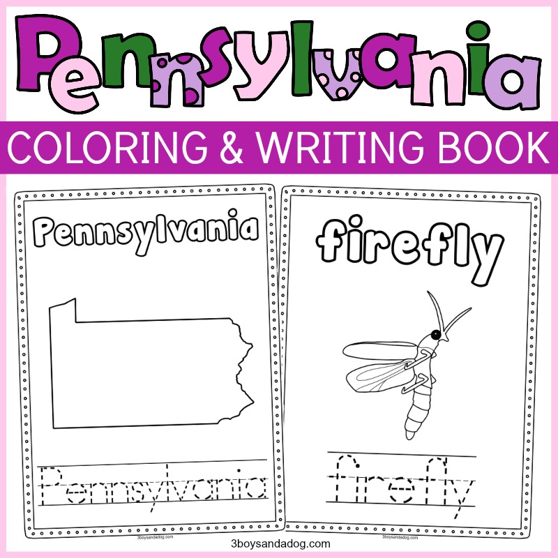 Pennsylvania handwriting and coloring worksheets