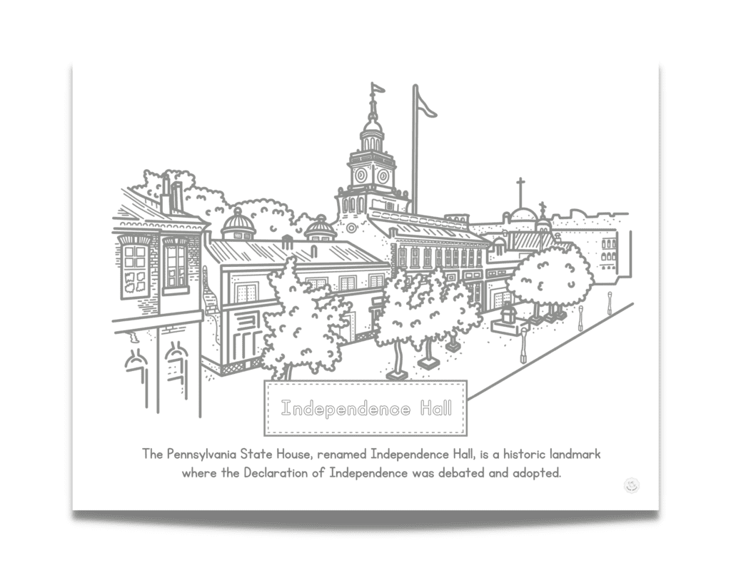 Coloring through history independence hall coloring pages