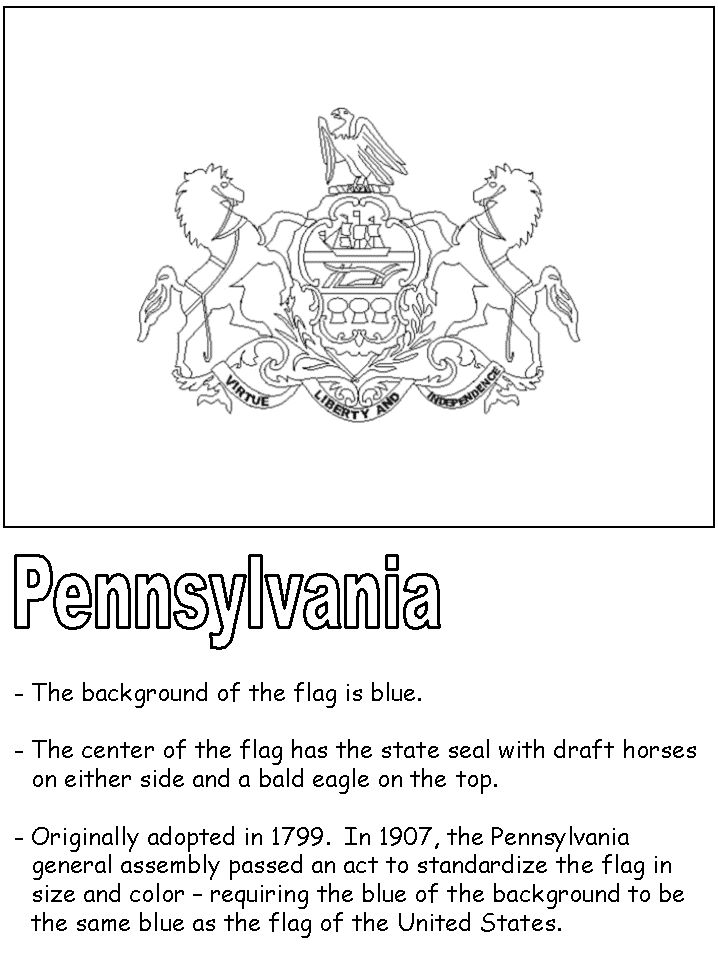 Pennsylvania state flag pennsylvania history flag coloring pages history worksheets