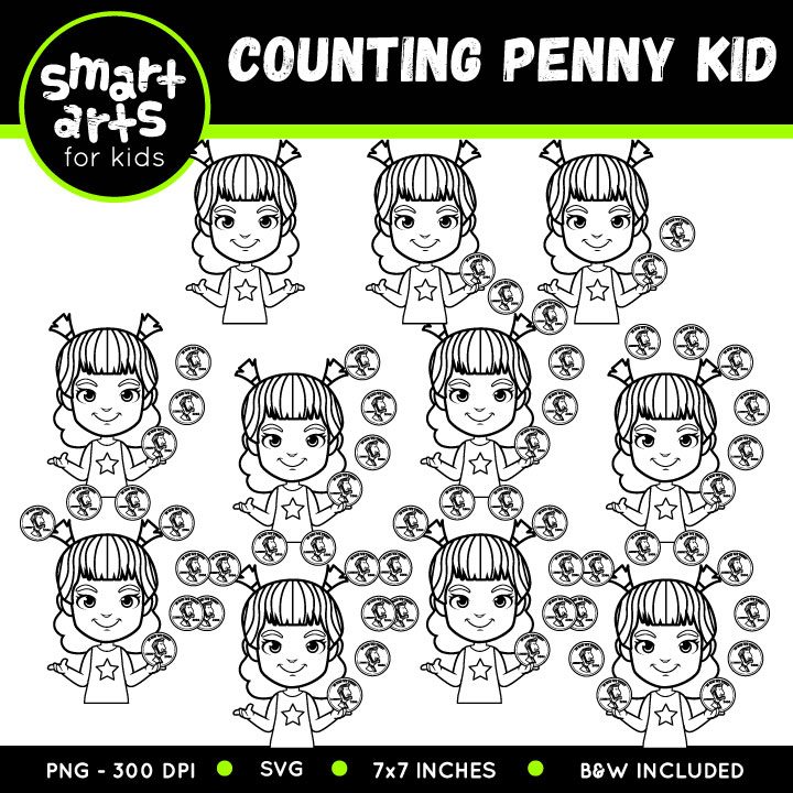 Counting penny kid clip art