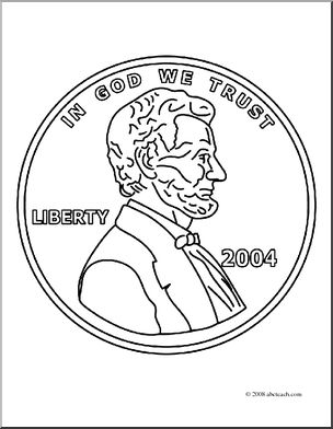 Clip art penny front coloring page i