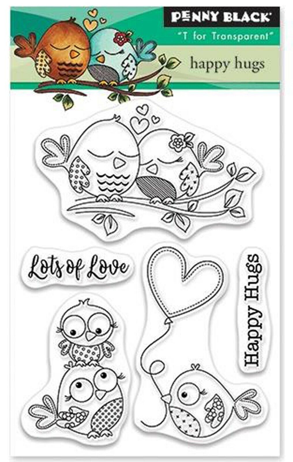 Love birds happy hugs clear unmounted rubber stamp set penny black