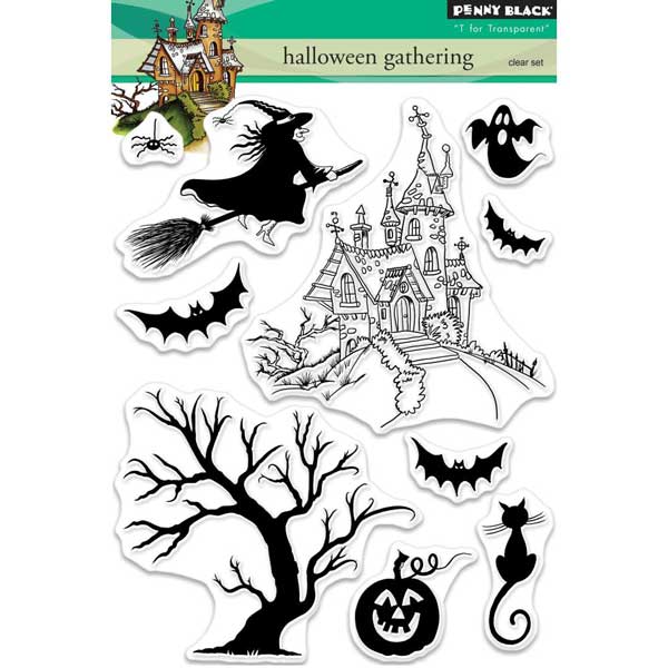 Penny black halloween gathering clear stamp set â the foiled fox