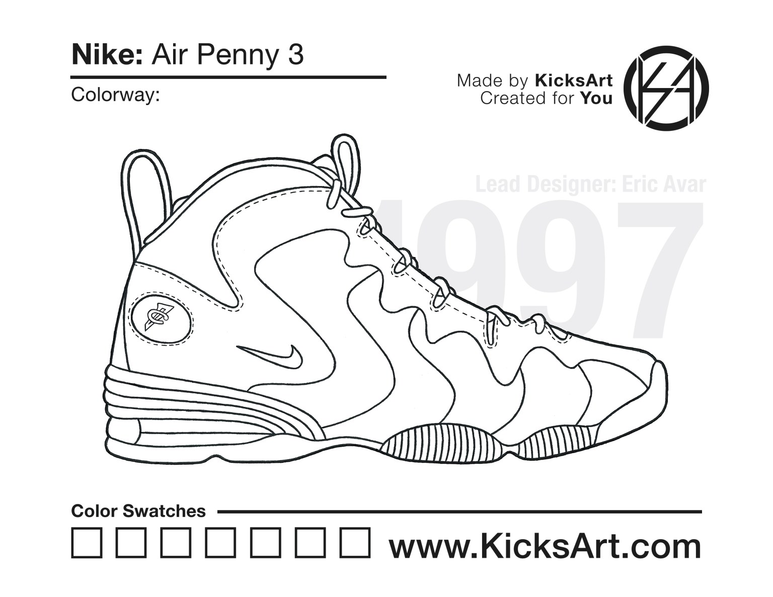 Nike air penny sneaker coloring pages