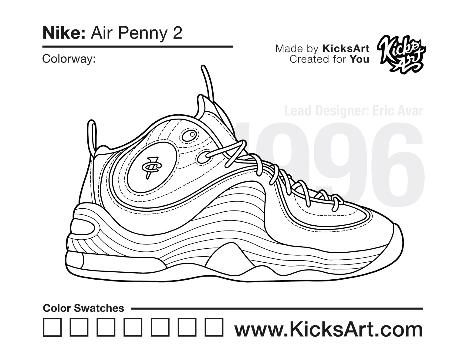 Nike air penny sneaker coloring pages