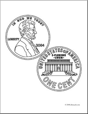 Clip art penny coloring page i