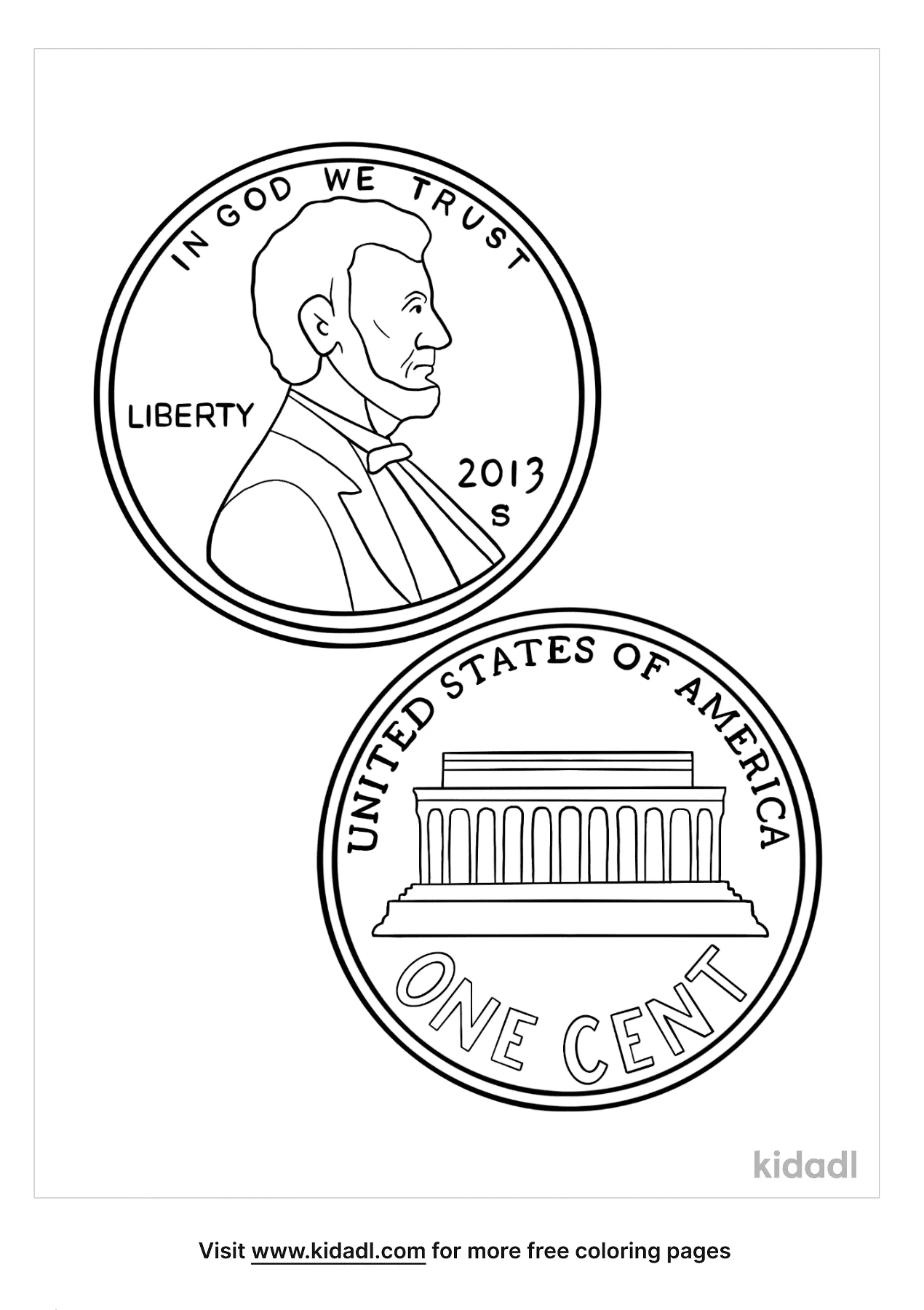 Free penny coloring page coloring page printables