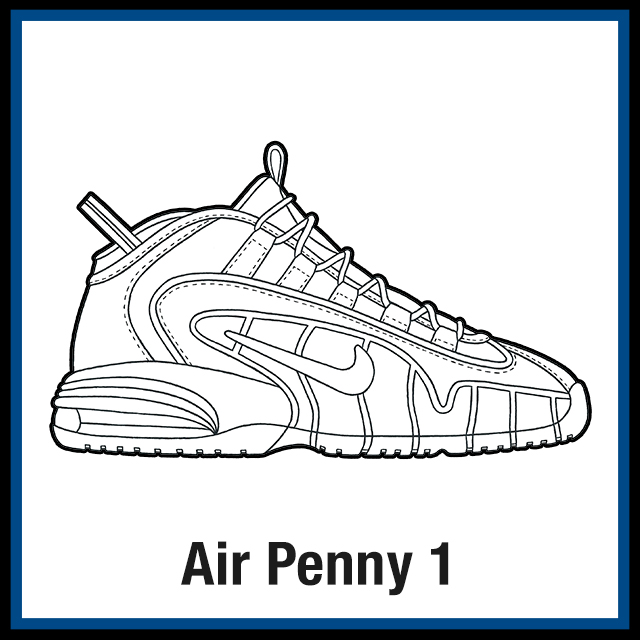 Nike air penny sneaker coloring pages