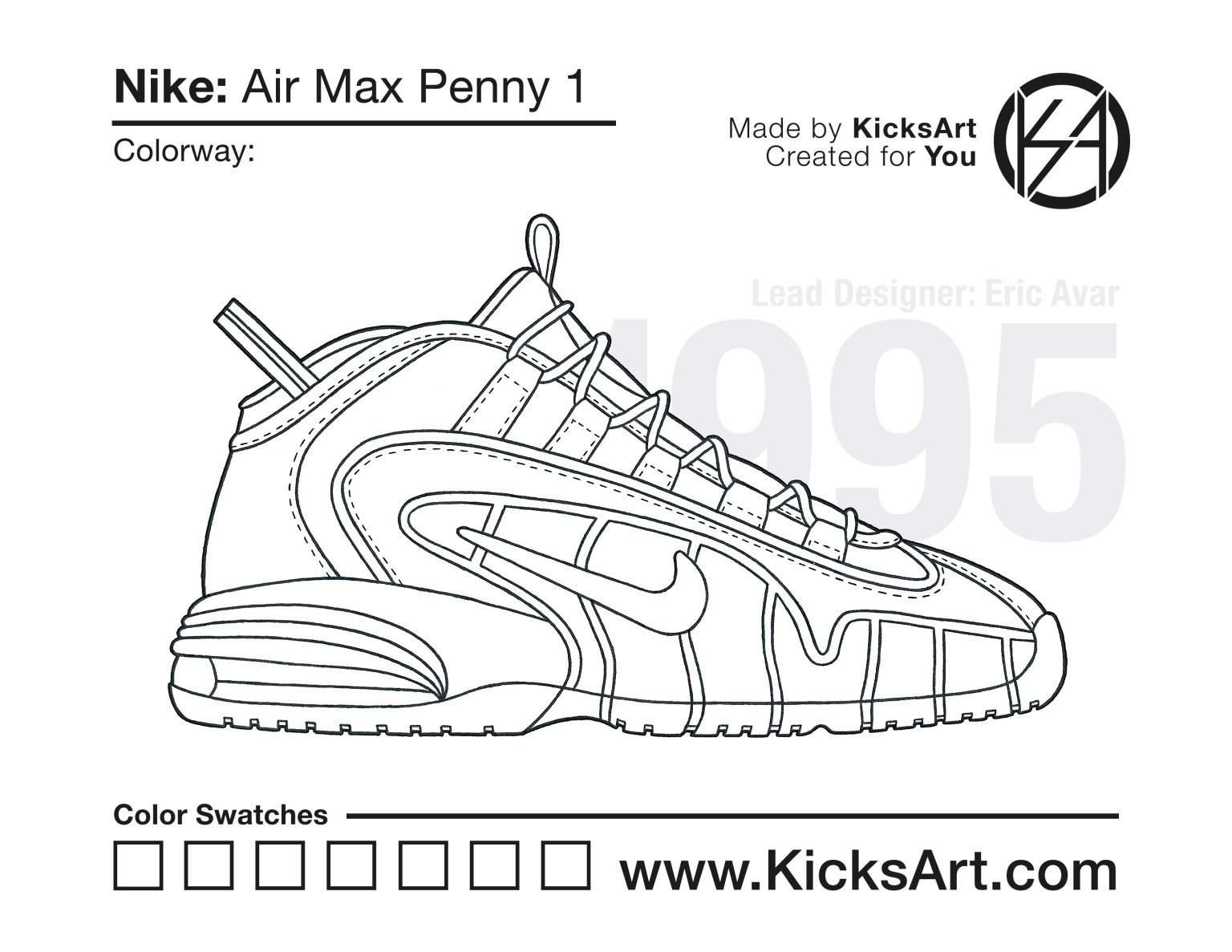 Nike air penny sneaker coloring pages