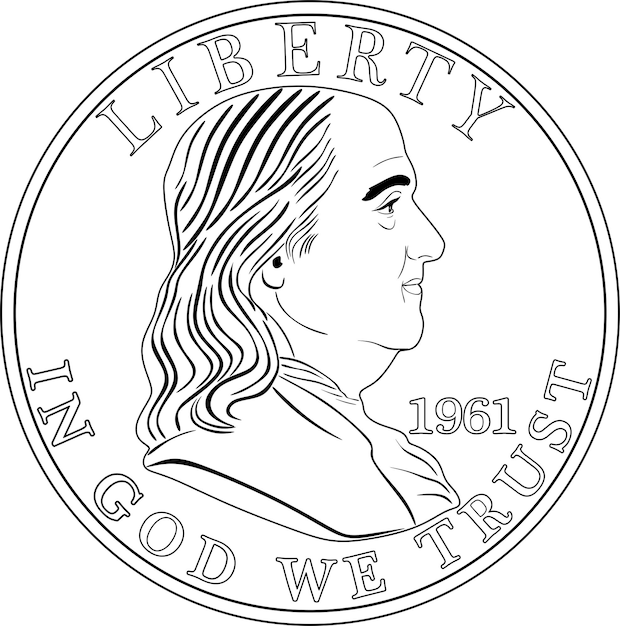 Premium vector american money united states one cent or penny president lincoln on obverse black and white image