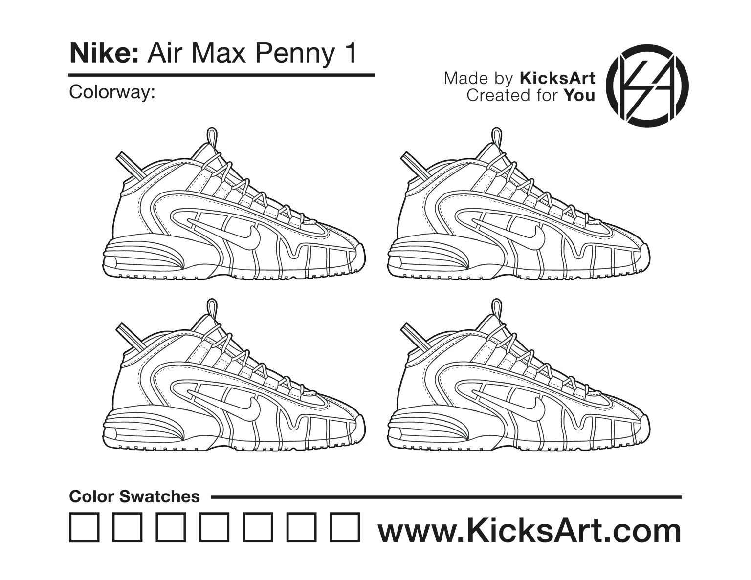 Nike air penny sneaker coloring pages