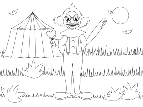 Evil clown coloring page free printable coloring pages