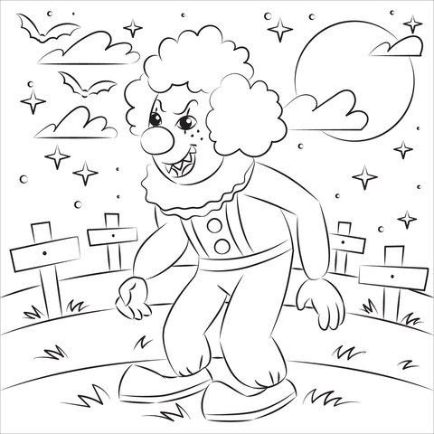 Evil clown coloring page free printable coloring pages