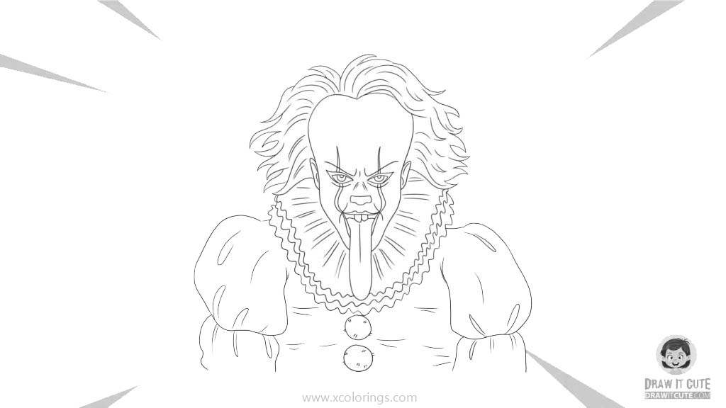 Pennywise coloring pages long tongue out