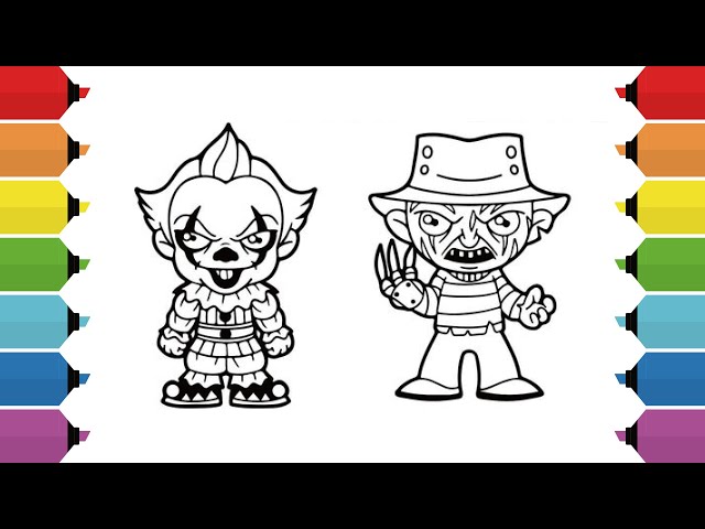 Coloring pennywise freddy krueger coloring page it nightmare on elm street