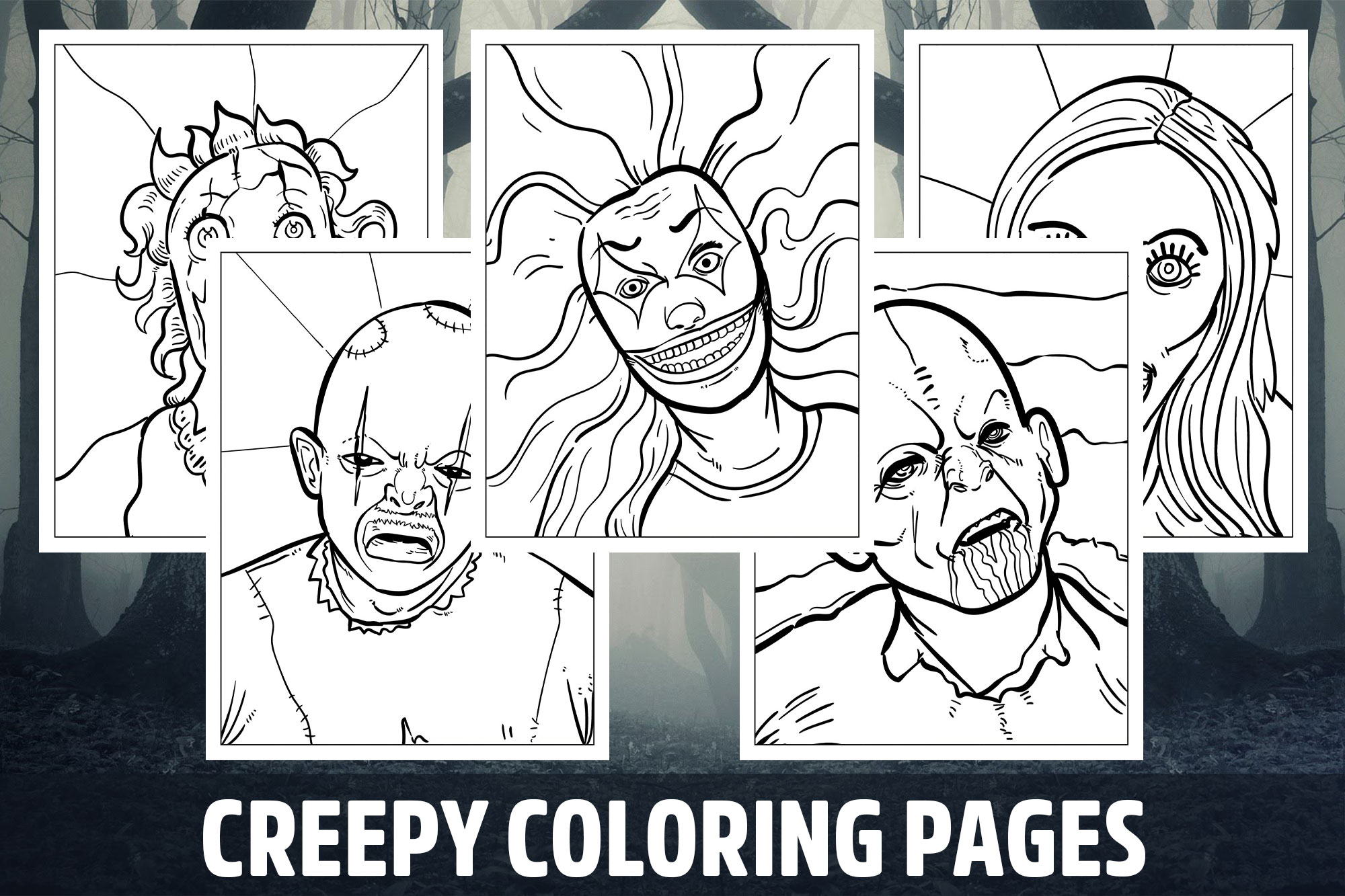 Creepy coloring pages for kids girls boys teens birthday school activity made by teachers