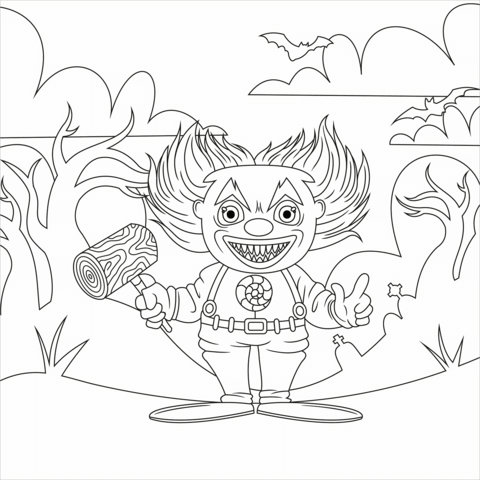 Evil clown coloring page free printable coloring pages