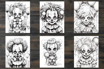 Little creepy clown coloring pages by norse graphics tpt