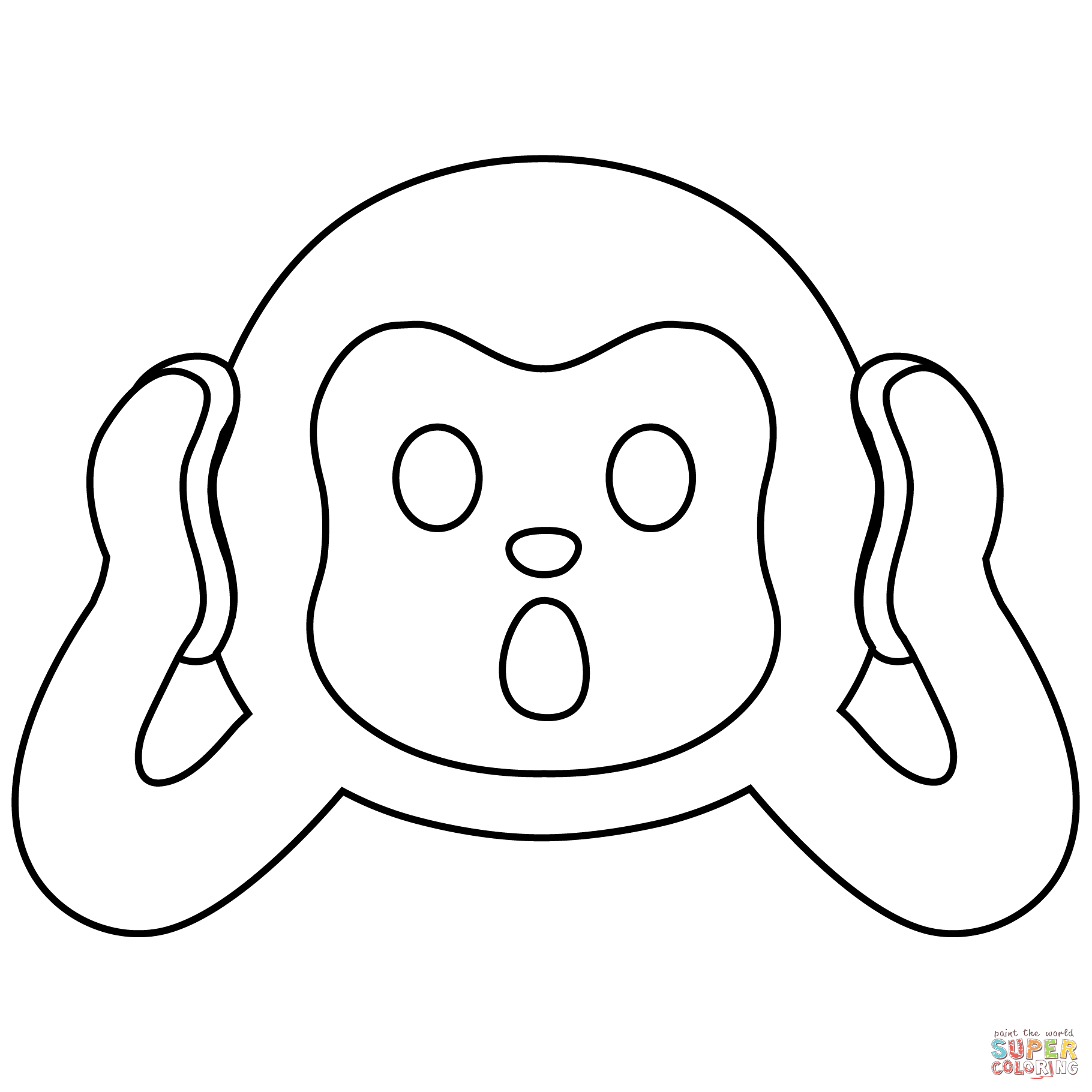 Hear no evil monkey emoji coloring page free printable coloring pages