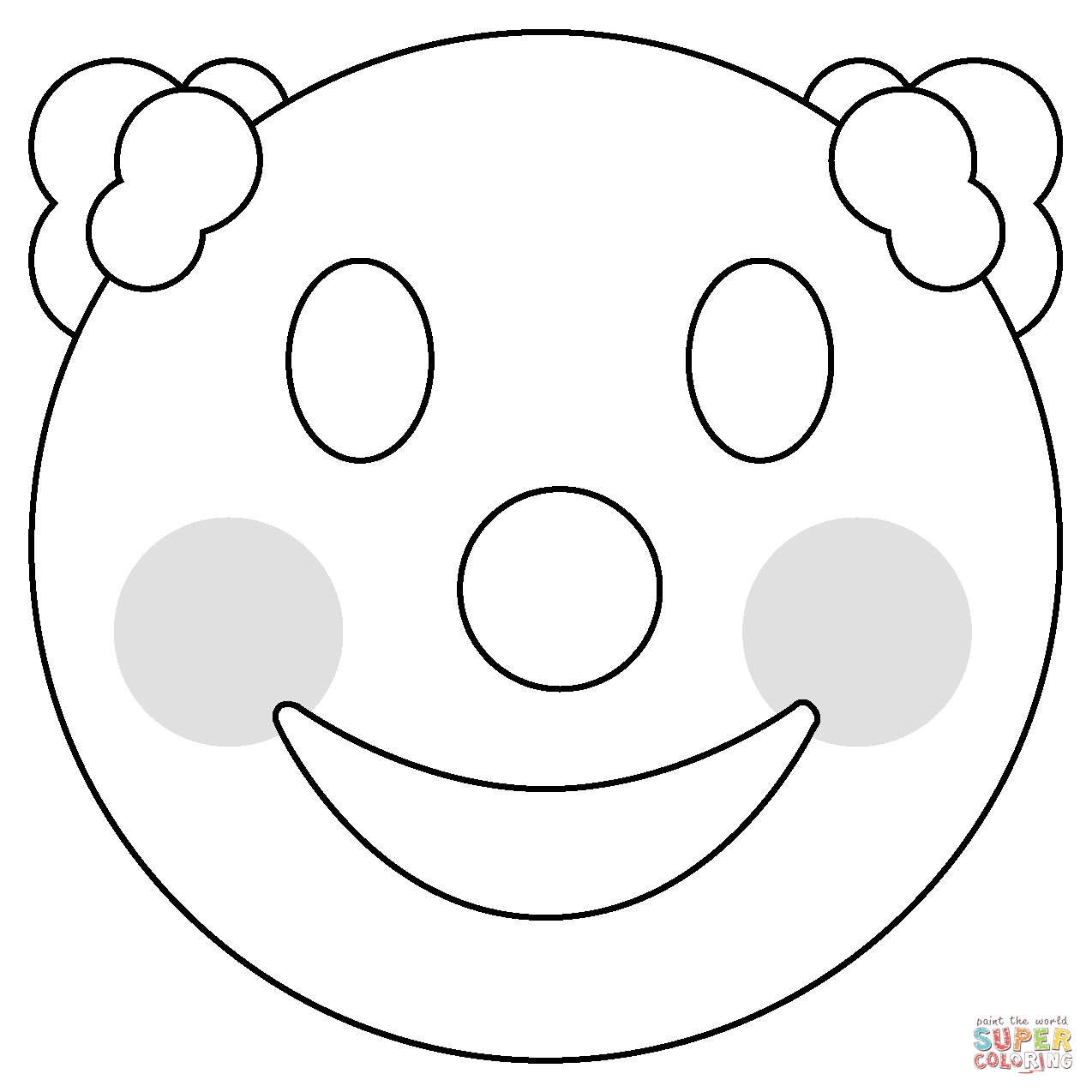 Clown face emoji coloring page free printable coloring pages